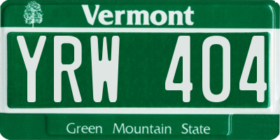 VT license plate YRW404