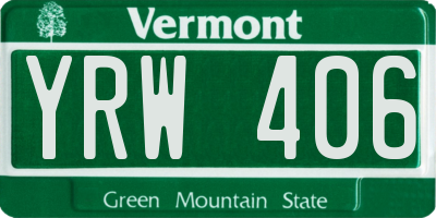 VT license plate YRW406