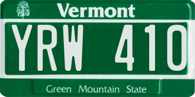 VT license plate YRW410