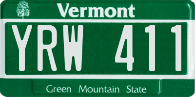 VT license plate YRW411