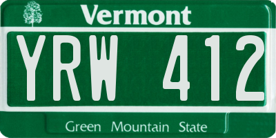 VT license plate YRW412