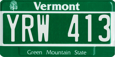 VT license plate YRW413