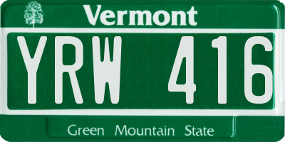 VT license plate YRW416