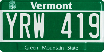 VT license plate YRW419