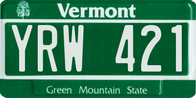 VT license plate YRW421