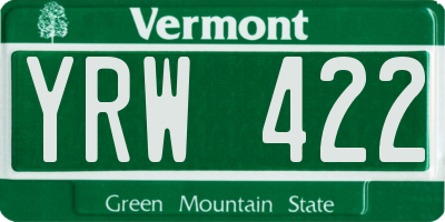 VT license plate YRW422