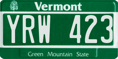 VT license plate YRW423