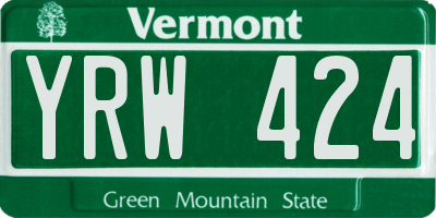 VT license plate YRW424