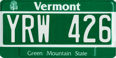 VT license plate YRW426