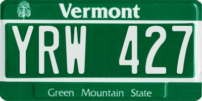 VT license plate YRW427
