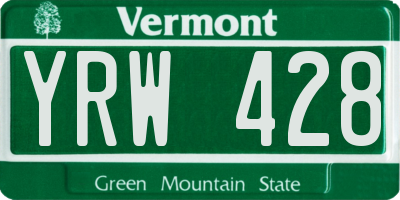 VT license plate YRW428