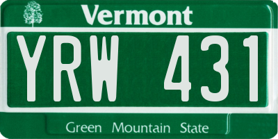 VT license plate YRW431
