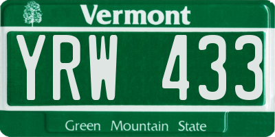 VT license plate YRW433
