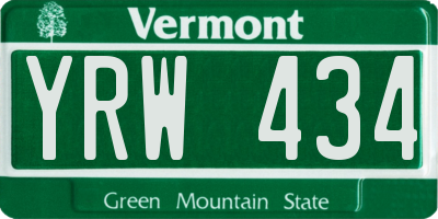 VT license plate YRW434