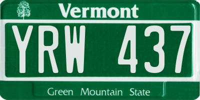 VT license plate YRW437