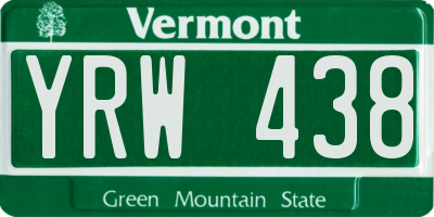 VT license plate YRW438