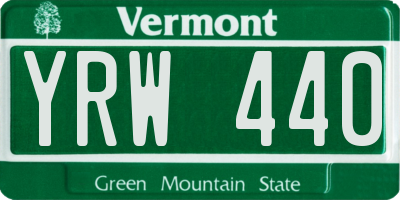 VT license plate YRW440