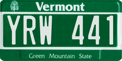 VT license plate YRW441