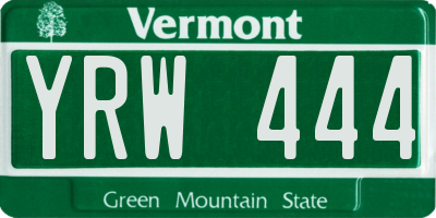VT license plate YRW444