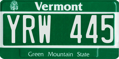 VT license plate YRW445