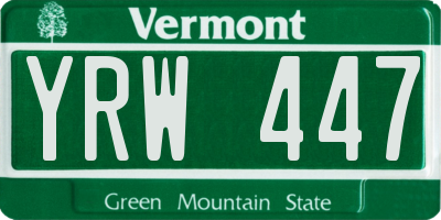 VT license plate YRW447