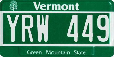 VT license plate YRW449