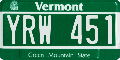 VT license plate YRW451