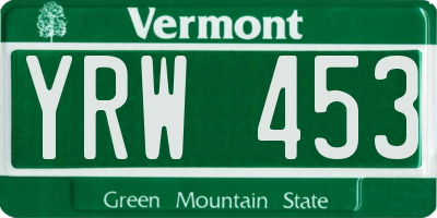 VT license plate YRW453