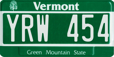 VT license plate YRW454