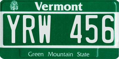 VT license plate YRW456