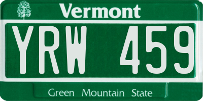 VT license plate YRW459