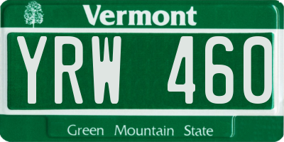 VT license plate YRW460