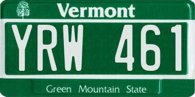 VT license plate YRW461