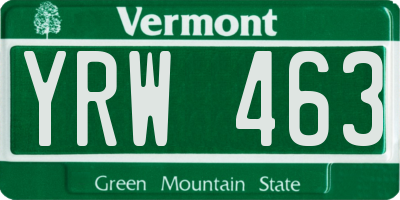 VT license plate YRW463