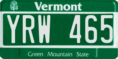 VT license plate YRW465