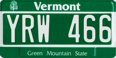 VT license plate YRW466