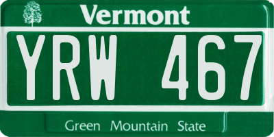 VT license plate YRW467