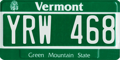 VT license plate YRW468