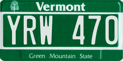 VT license plate YRW470