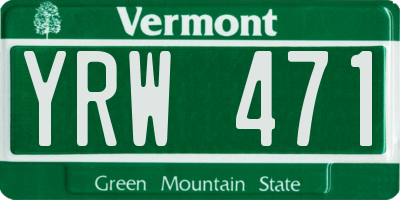 VT license plate YRW471