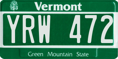 VT license plate YRW472
