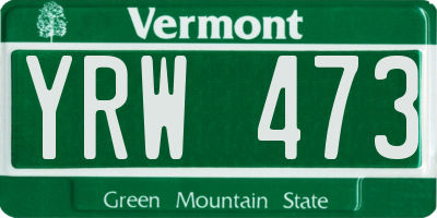 VT license plate YRW473