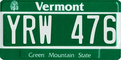 VT license plate YRW476