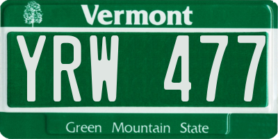 VT license plate YRW477