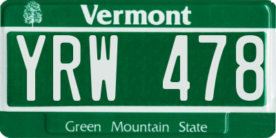 VT license plate YRW478