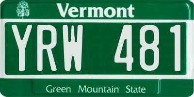 VT license plate YRW481