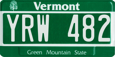 VT license plate YRW482