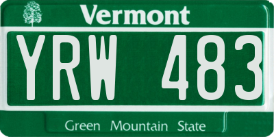 VT license plate YRW483