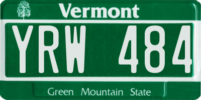VT license plate YRW484