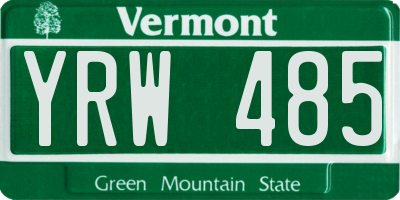 VT license plate YRW485